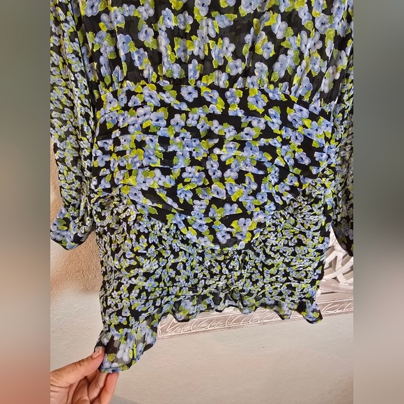 Zara Women’s Floral Print Ruched Details Long Sleeve Mini Dress M - Picture 5 of 8